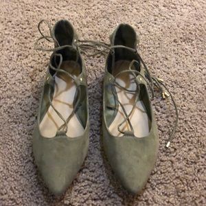 Army Green Lace up flats